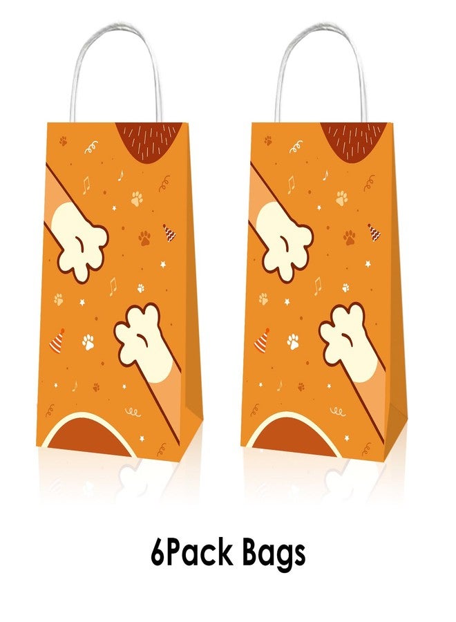 BOBORAT Blue Dog Pet-Themed Paper Gift Bags, 12 Pack, Blue and Orange Party Favor Bags with Handles, 8.3 x 4.7 inches - Image 3